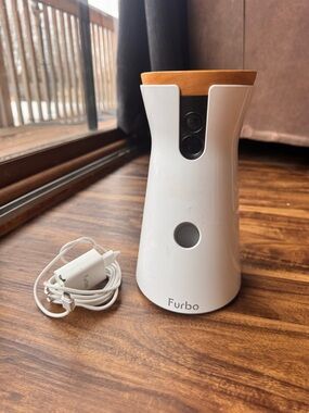 Furbo Dog Camera & Treat Dispenser in White with Brown Accent